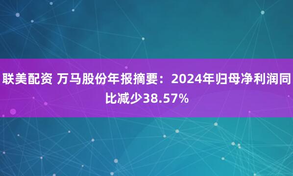 联美配资 万马股份年报摘要：2024年归母净利润同比减少38.57%