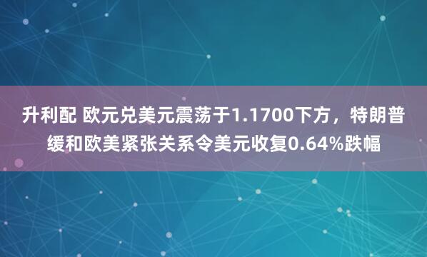 升利配 欧元兑美元震荡于1.1700下方，特朗普缓和欧美紧张关系令美元收复0.64%跌幅